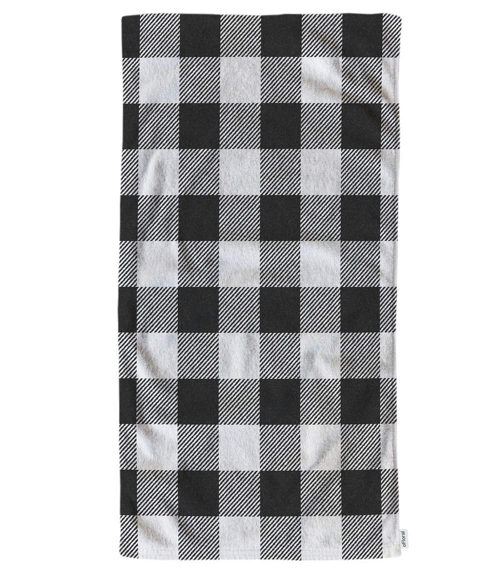 oFloral Hand Towels Cotton Washcloths Black and White Buffalo Plaid,Vintage Gingham Tartan Super-Absorbent Soft Towels for Bathr