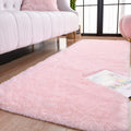 Keeko Small Fluffy Rug for Bedroom, 2x4 Pink Bedside Runner Rug Non Slip Throw Rugs for Living Room Entryway Shag Fuzzy Faux Fur