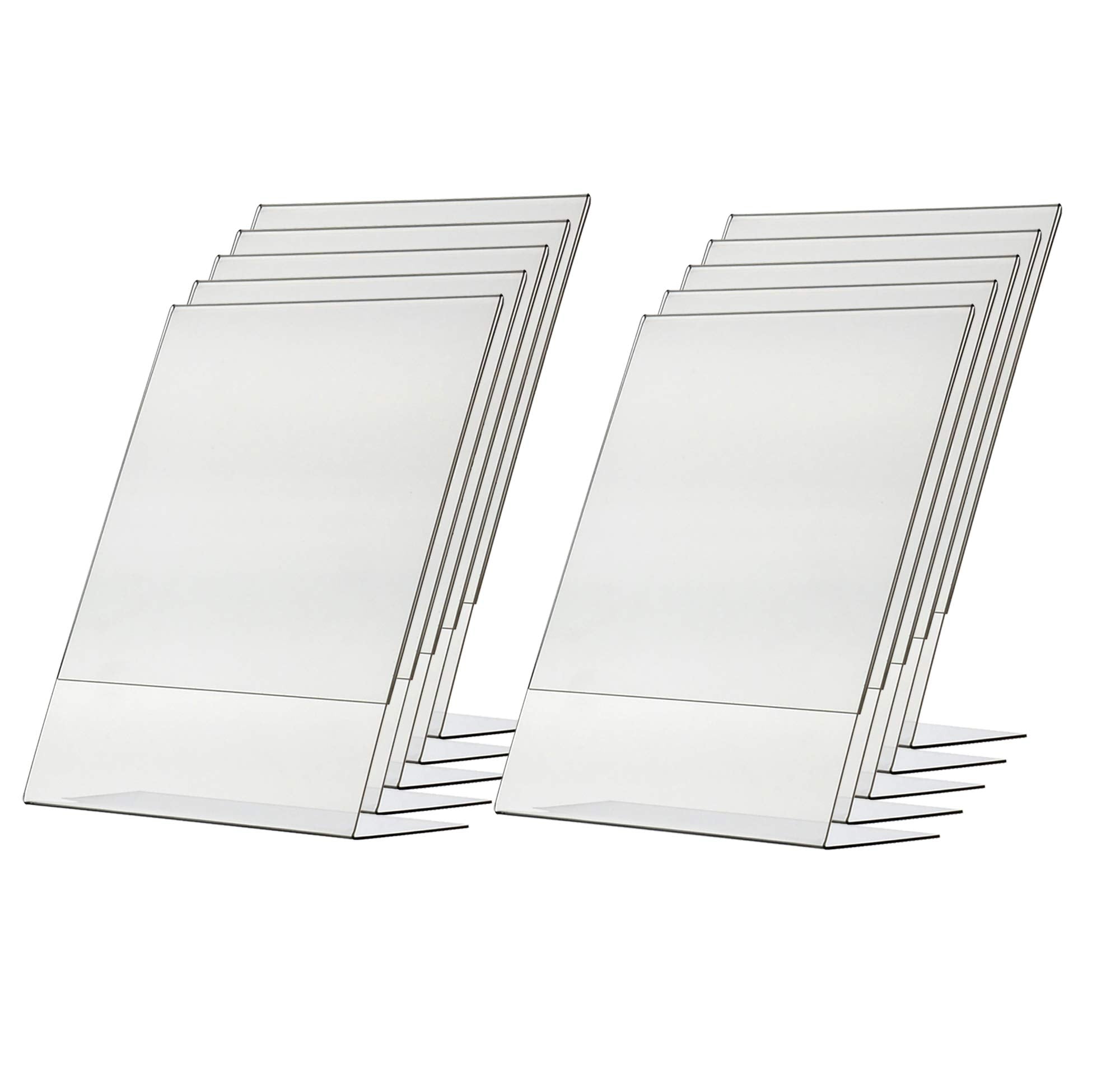 Marketing Holders 10 Pack Acrylic Sign Holder For 8.5' X 11' Printed Materials Clear Slant Back Plexiglass Countertop Side Loa