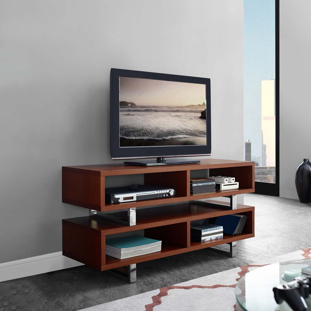 Modway Amble Contemporary Modern 47 Inch Tv Stand In Walnut