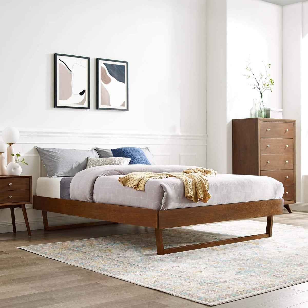 Modway Mod-6214-Wal Billie Queen Wood Platform Bed Frame, Walnut