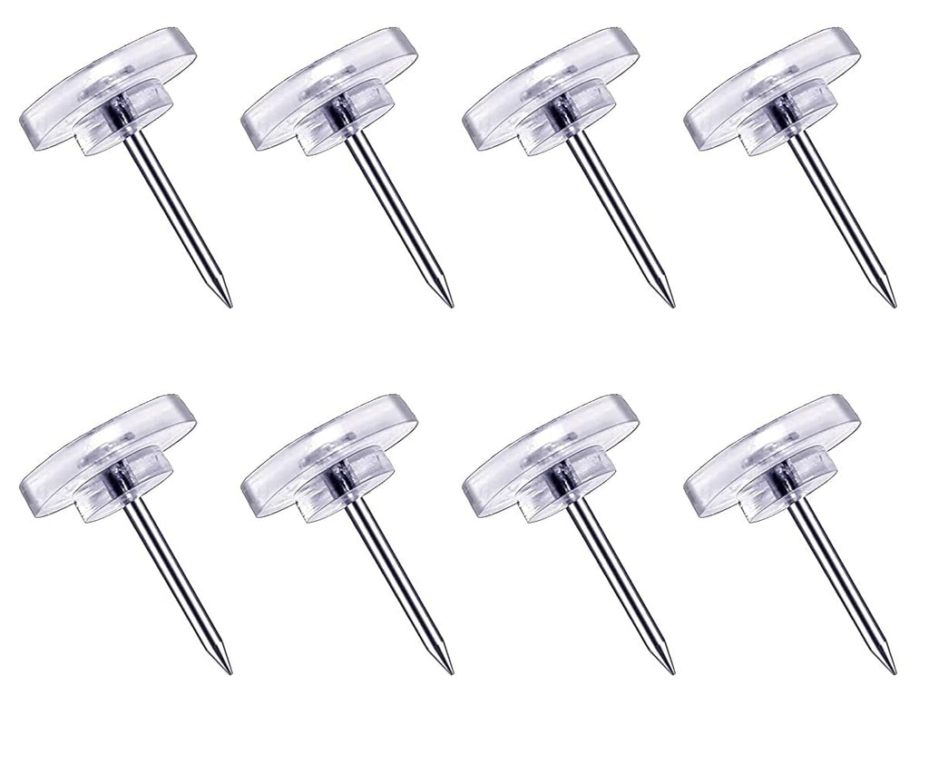 DEEINN Clear Push Pins - 120 Count Transparent Thumb Tacks for Wall Hangings & Cork Boards, Durable Plastic Flat Head Design