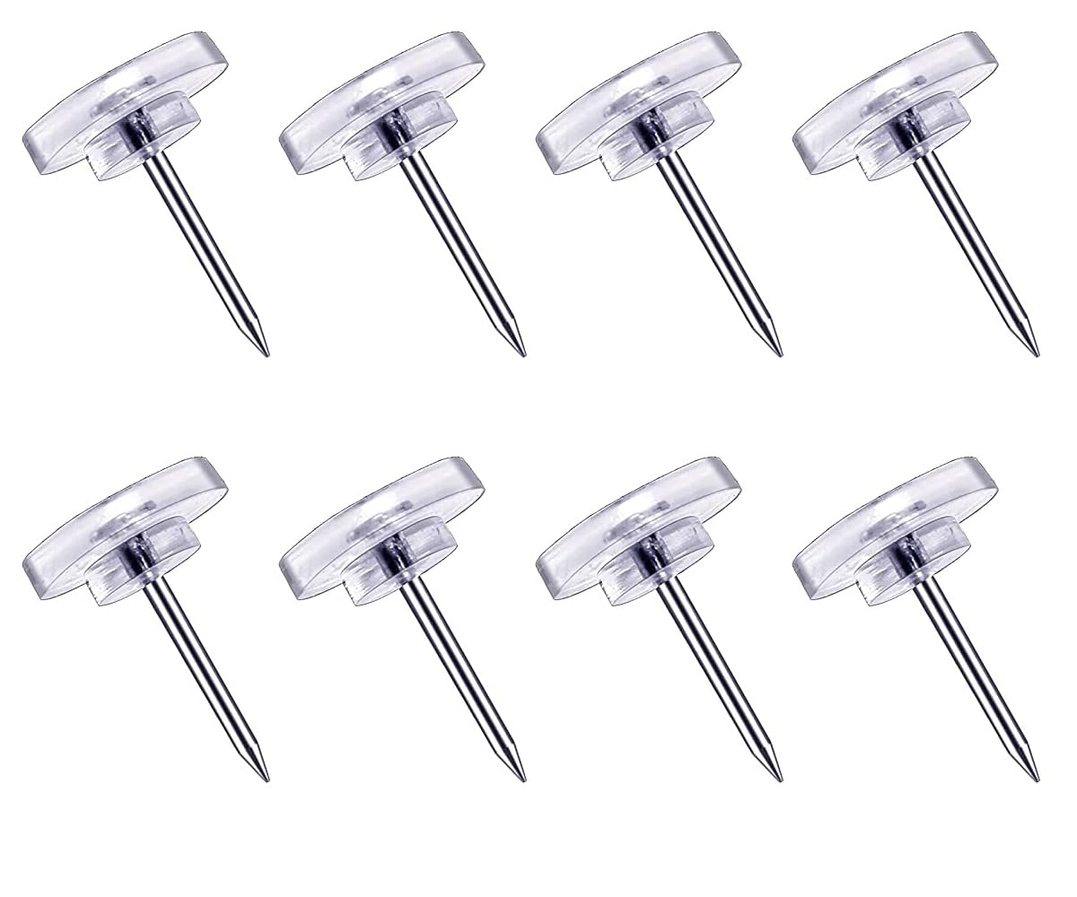 DEEINN Clear Push Pins - 120 Count Transparent Thumb Tacks for Wall Hangings & Cork Boards, Durable Plastic Flat Head Design