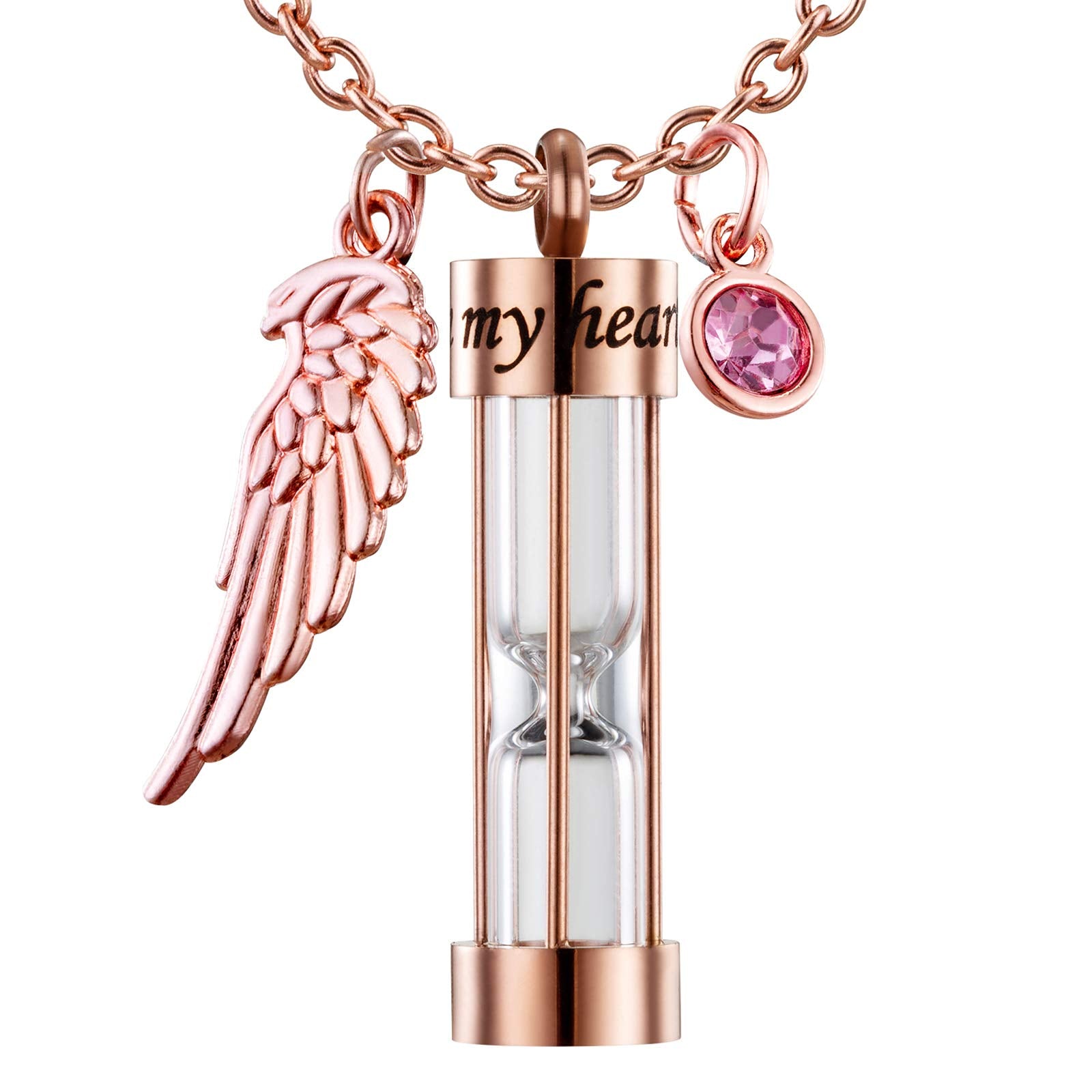 PREKIAR Cremation Urn Necklace for Ashes Timeless Hourglass Memorial Pendant Keepsake Jewelry for Human Pet Ashes with 12 Births