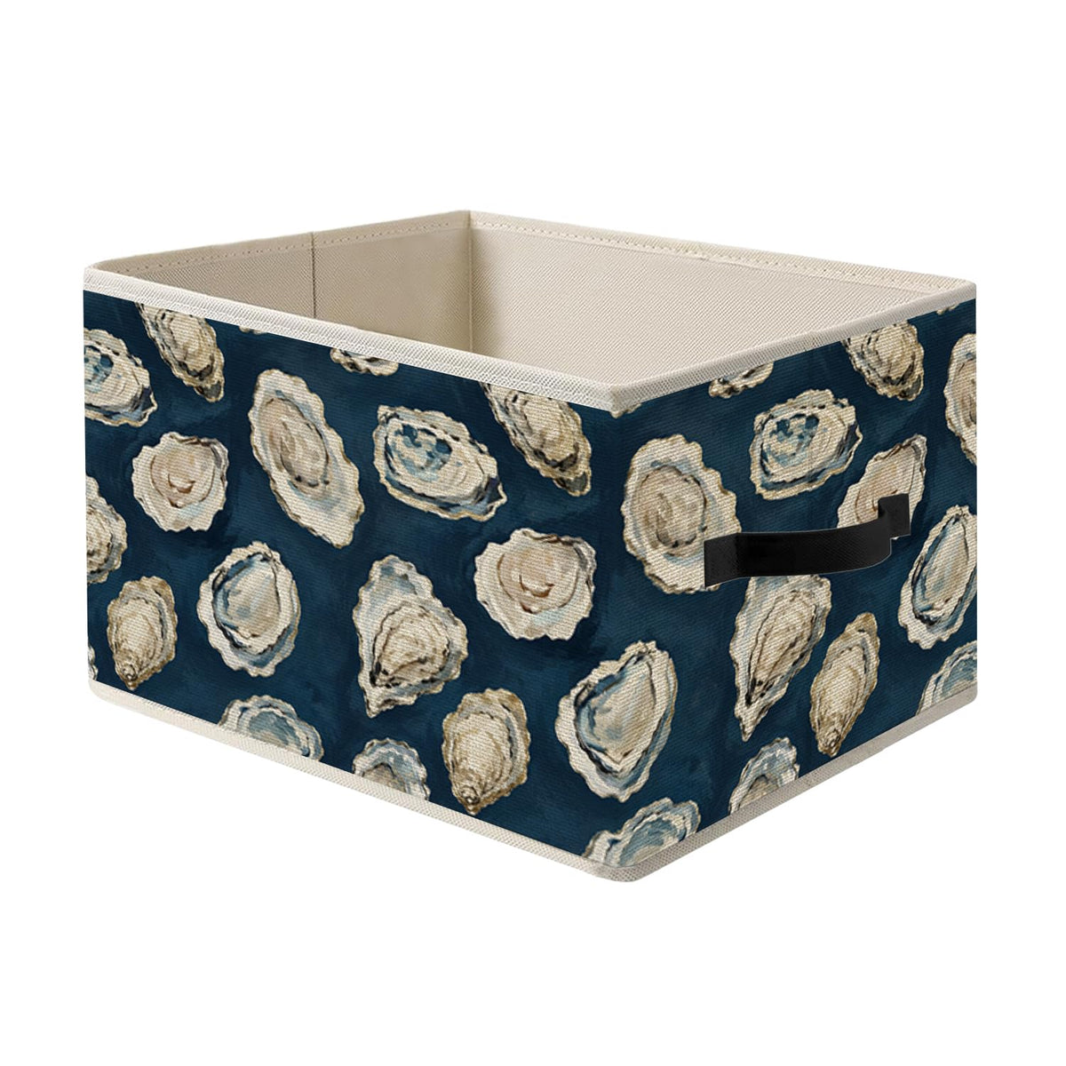 FITIE Dark Blue Coastal Beach Ocean Oyster Storage Basket with Handles