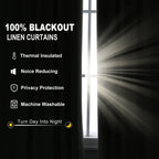 Jowels Blue Linen Blackout Curtains 90 Length 2 Panels Set For Living Room Bedroom, 100% Black Out Thermal Insulated Linen Drape