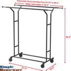 Simple Houseware Heavy Duty Double Rail Clothing Garment Rack, Black