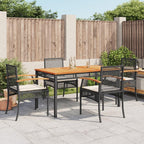 vidaXL Garden Dining Set 5 Pieces Black with Polyrattan Cushions
