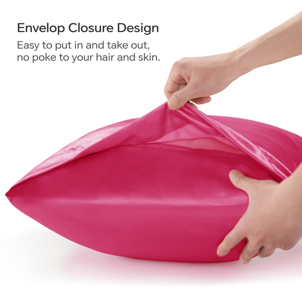 Bedelite Satin Silk Body Pillow Case Cover For Hair And Skin, Premium And Silky Hot Pink Long Body Pillow Pillowcase 20X54 With