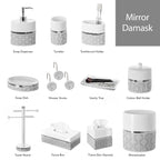 Creative Scents Mirror Damask Qtip Holder - Decorative Canister Jar, Durable Cotton Swab Ball Holder/Container - Beautiful Bathr