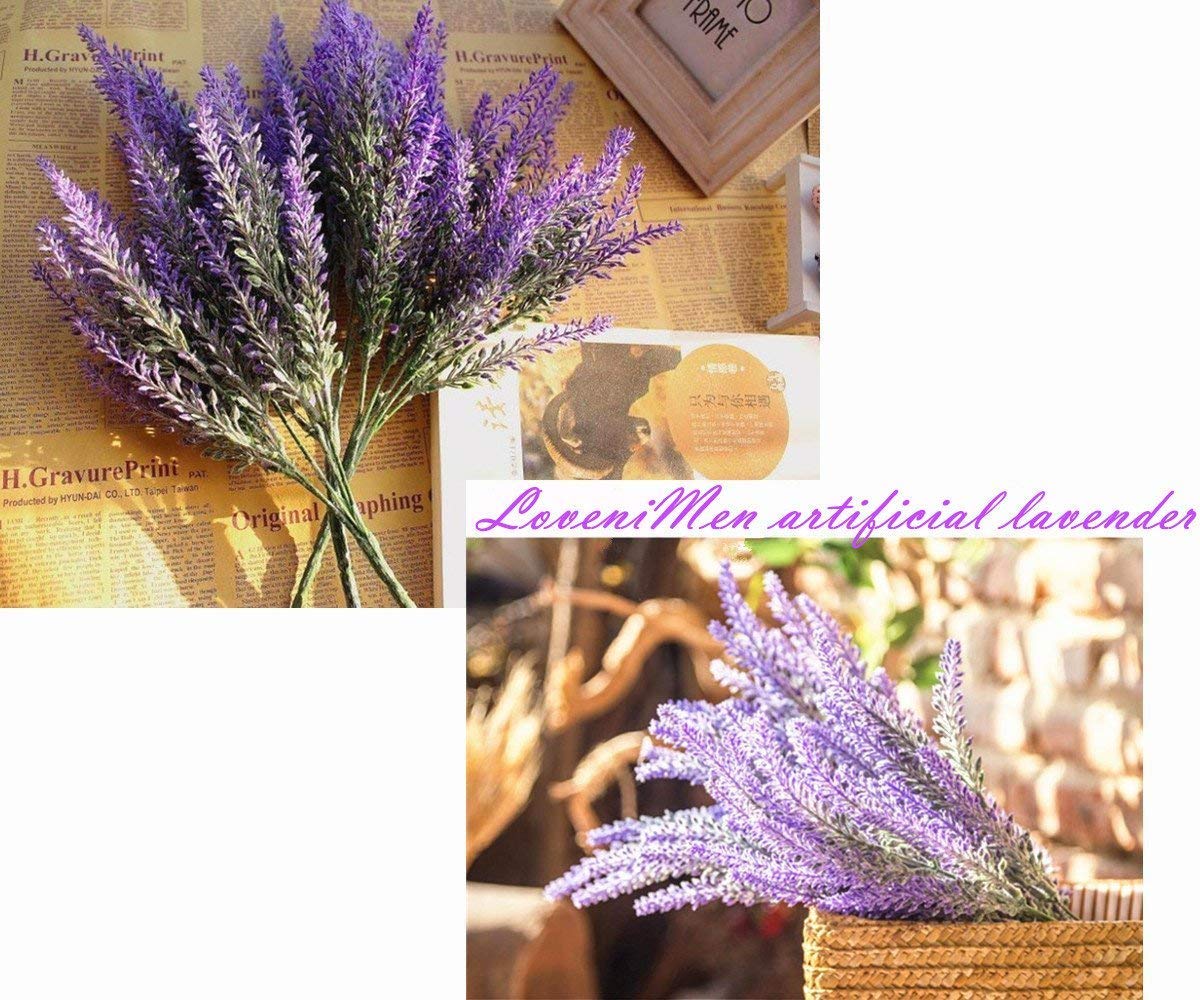 Lovenimen Artificial Lavender Flowers Bouquet In Purple, Fake Plant For Home Decor, Wedding, Garden, Office, Patio Decoration, P