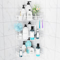 Orimade Corner Shower Caddy Stainless Steel with Hooks Wall Mounted Bathroom Shelf Storage Organizer Adhesive No Drilling 3 Pack