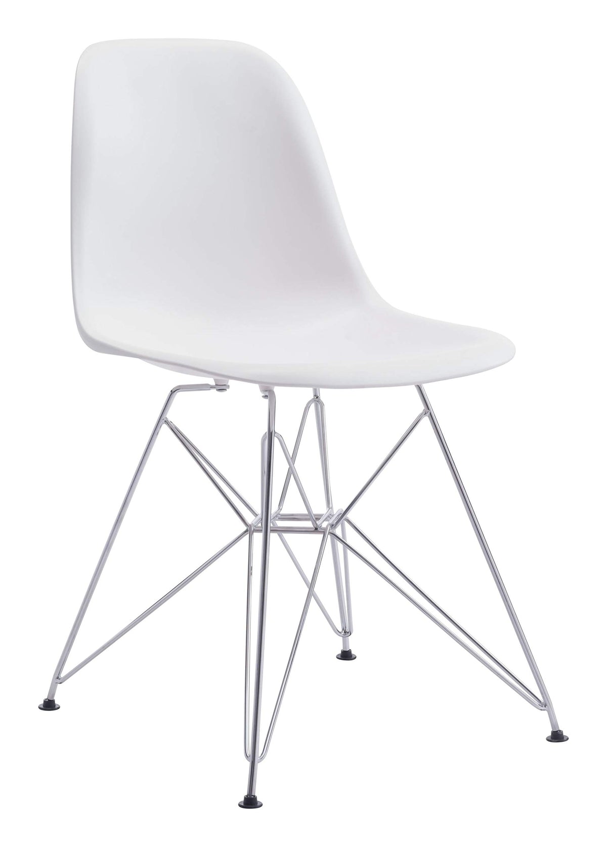 HomeRoots 18.5' x 22' x 32.3' White, Polypropylene, Chromed Steel, Dining Chair