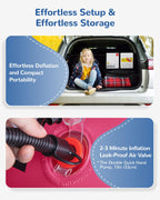 Qpau Inflatable Kids Bed, Toddler Travel Bed With Sides, For Camping, Traveling, Hotel, Or Home Use, Hand Pump Included (Pink)