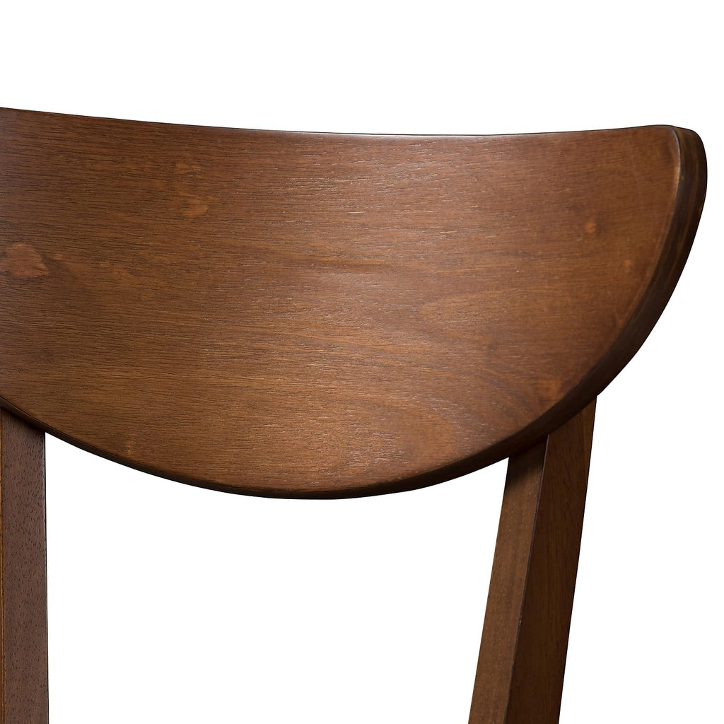 Baxton Studio Eline Mid-Century Faux Leather Bar Stool with Back, Black and Walnut Brown, 2-Pieces/Set (144-2PC-8076-HT)