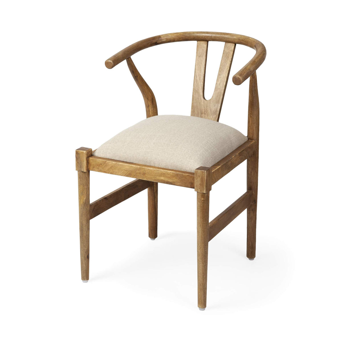 Homeroots Natural Linen Seat With Light Brown Wooden Frame Dining Chair