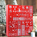 Juegoal Red Advent Calendar With 24 Drawers Countdown To Christmas, Refillable Wooden Advent, 15 Inches Tall