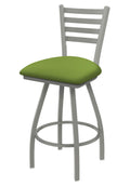 XL 410 Jackie 36 Swivel Extra Tall Bar Stool with Anodized Nickel Finish and Canter Kiwi Green Seat