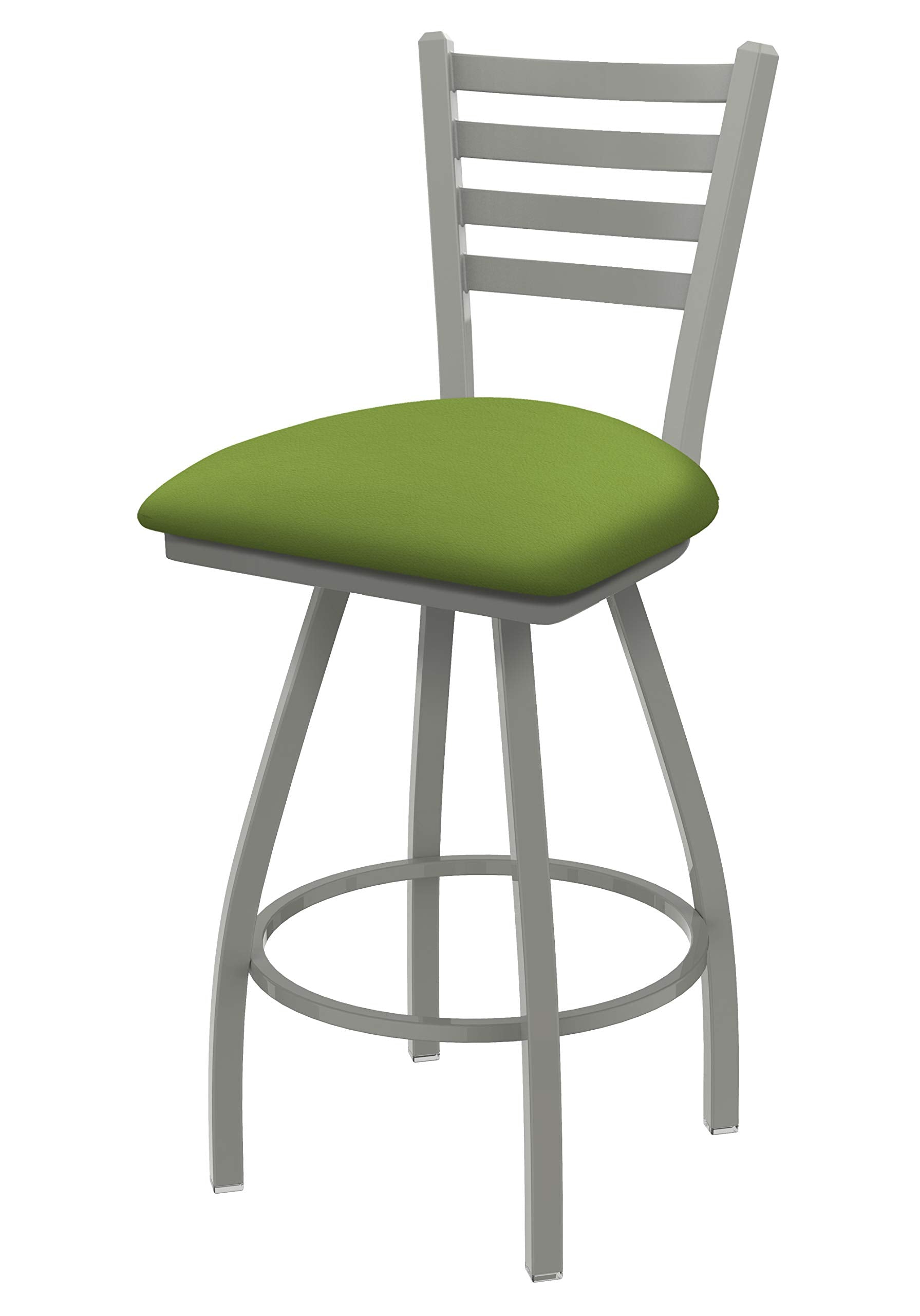 XL 410 Jackie 36 Swivel Extra Tall Bar Stool with Anodized Nickel Finish and Canter Kiwi Green Seat