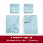 Mellanni Twin Xl Sheet Set - 4-Piece Iconic Collection Bedding, (Including 2 Pillowcases), 16-Inch Deep Pocket, Easy Care, Extra Soft, Cooling Sheets, Brushed Microfiber - Aqua
