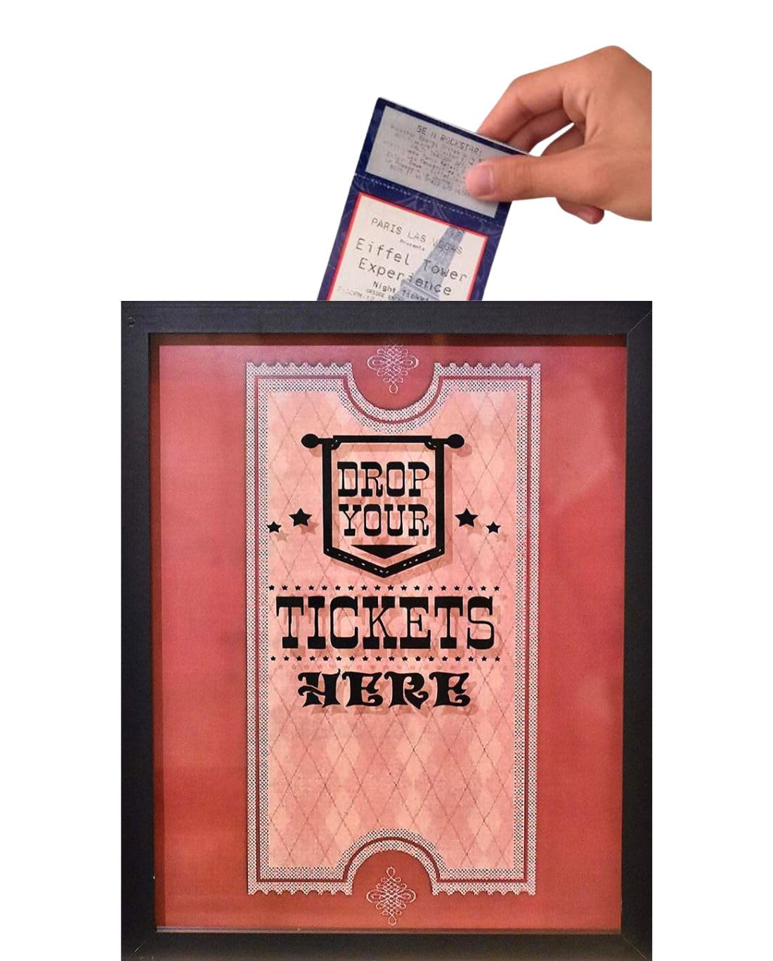 XL 15X12 - Ticket Shadow Box - Memento Frame - Large Slot on Top of Frame - Memory Box Storage for Any Size Tickets. Best for St