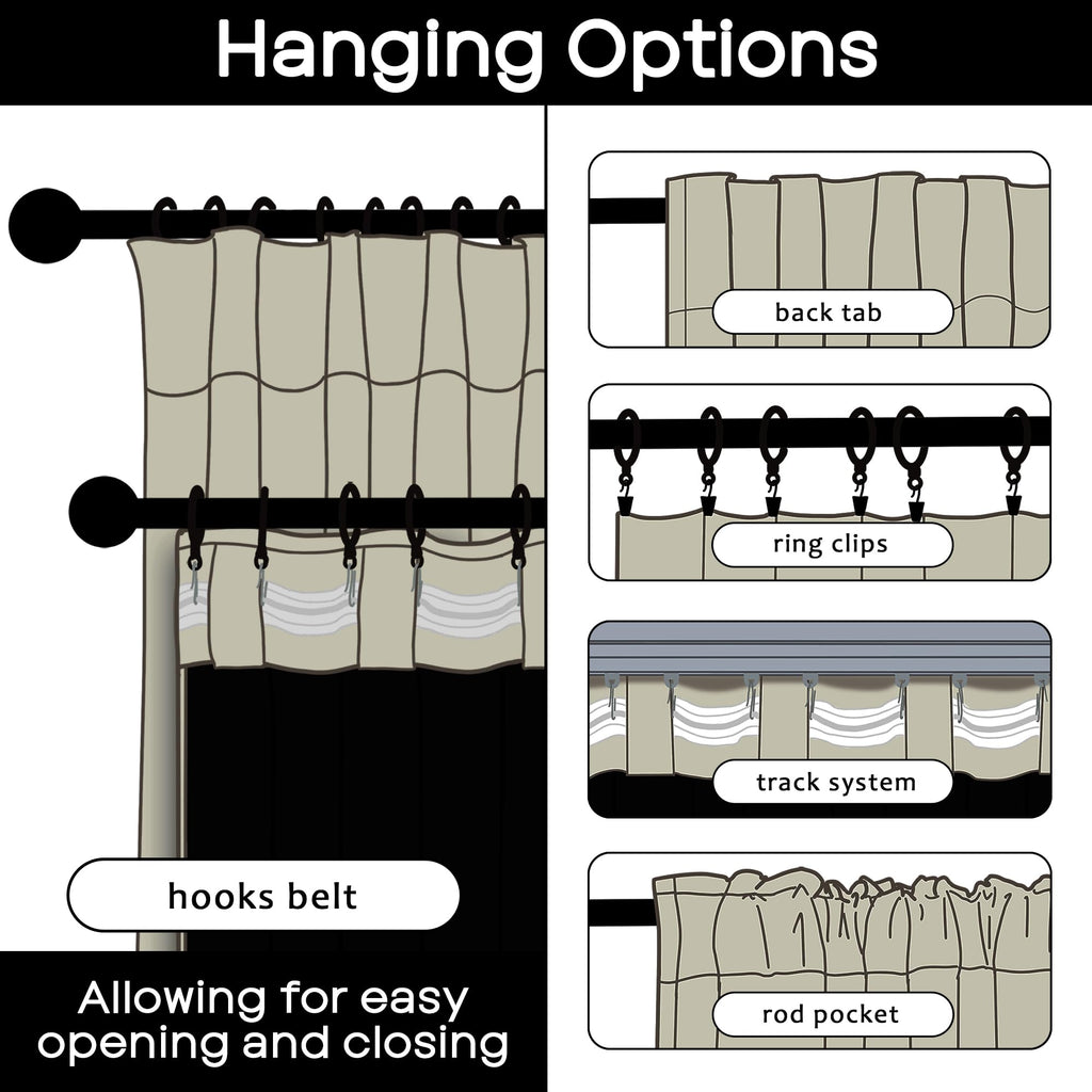 Panelsburg Modern Farmhouse Curtains For Living Room,Back Tab Hooks Pleated Farm House Style Blackout Vintage Curtains For Dinin