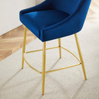 Modway Discern Performance Velvet Counter Stool With Navy Finish Eei-5474-Nav