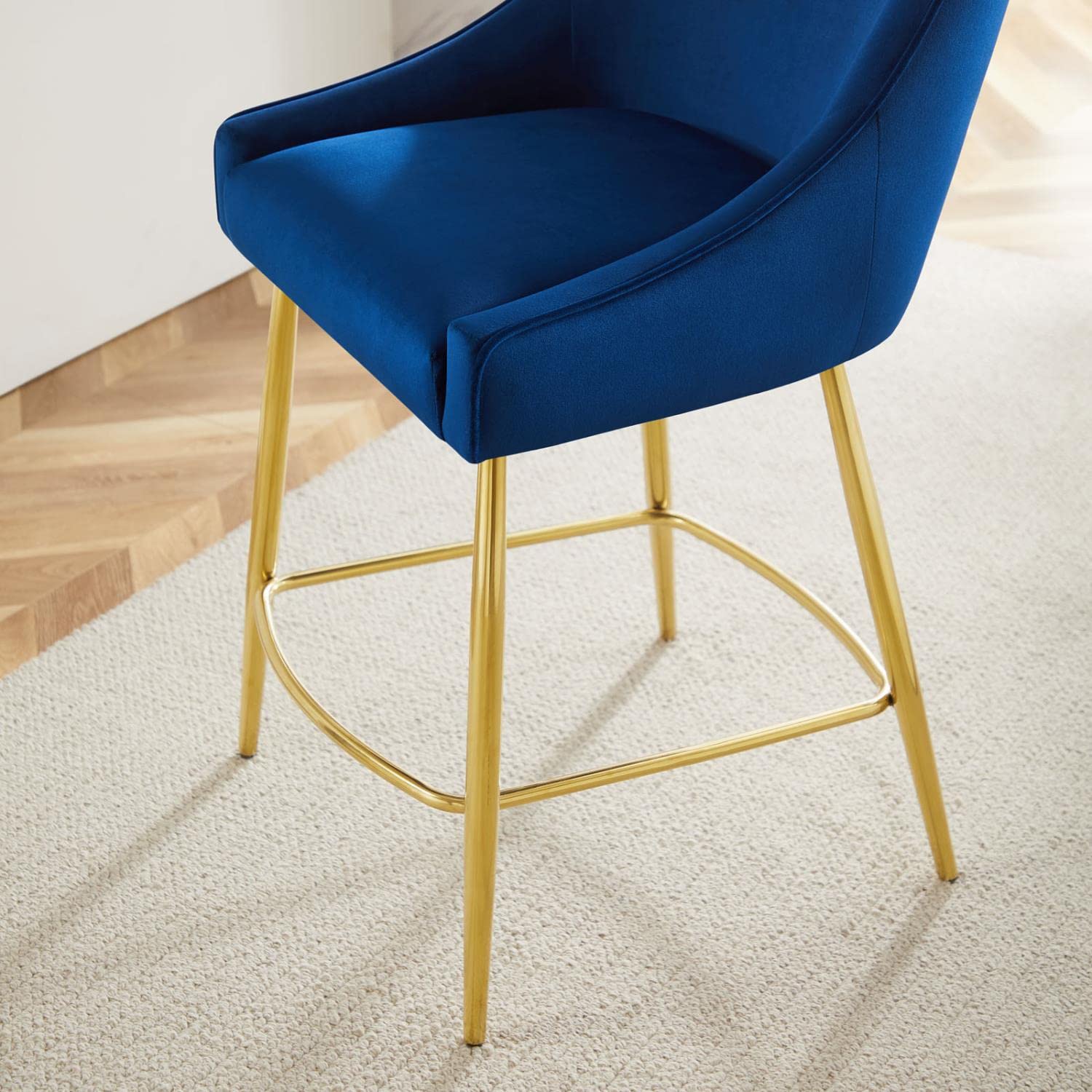 Modway Discern Performance Velvet Counter Stool With Navy Finish Eei-5474-Nav