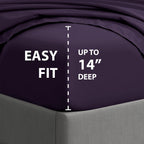 Cathay Home Essentials Ultra Soft Hypoallergenic Wrinkle Resistant Double Brushed Microfiber Bedding Sheet Set, Eggplant, Full