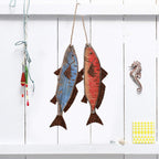 Attraction Design Wooden Fish Decor Hanging Wood Fish Decorations For Wall, Rustic Nautical Fish Decor Beach Theme Home Decorati