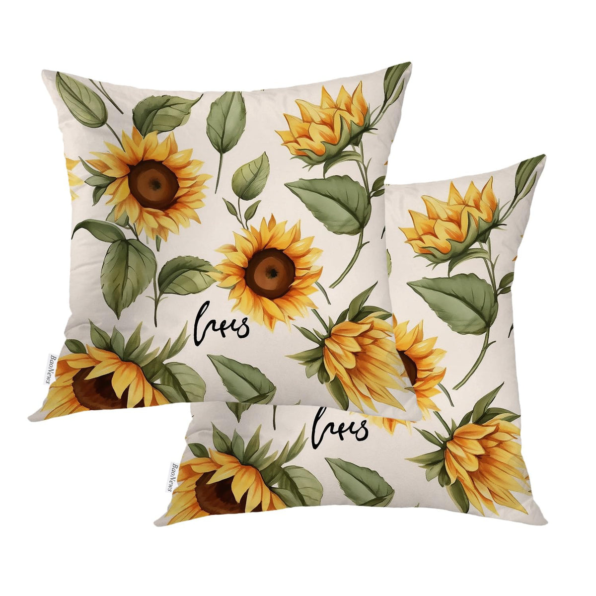 Baonews Summer Pillow Covers 18X18, Holiday Throw Daisy Pillow Sunflowers Pillow Covers Eucalyptus Pillow Case Digital Blended H