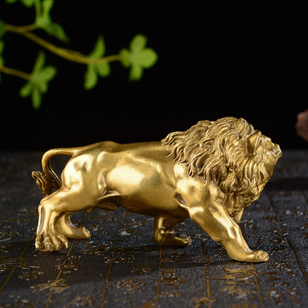 Brabud Chinese Fengshui Handmade Brass Magical And Noble Lion Statue Home Decor Housewarming Gift (Jinshizi)
