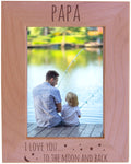 CustomGiftsNow Papa I Love You Too The Moon and Back - Wood Picture Frame - Fits 5x7 Inch Picture (Vertical)