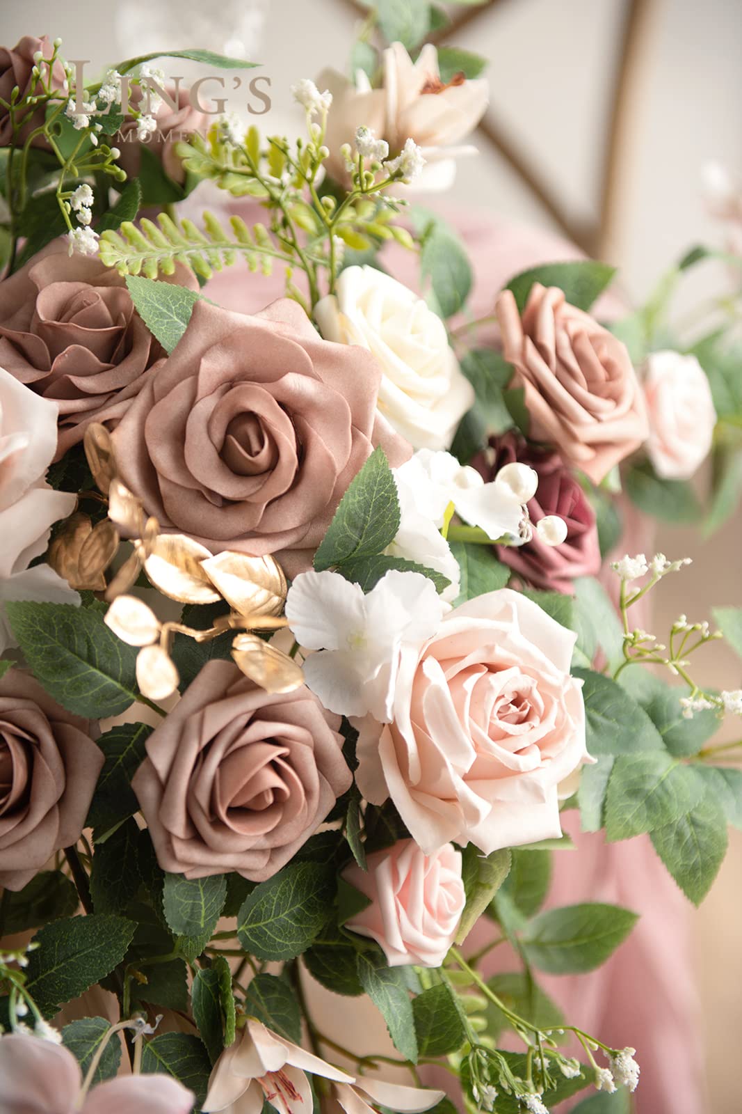Ling'S Moment 2Pcs Dusty Rose Arch Flowers Artificial Floral Swags Wedding Centerpieces Faux Flower Garland Greenery Arrangement