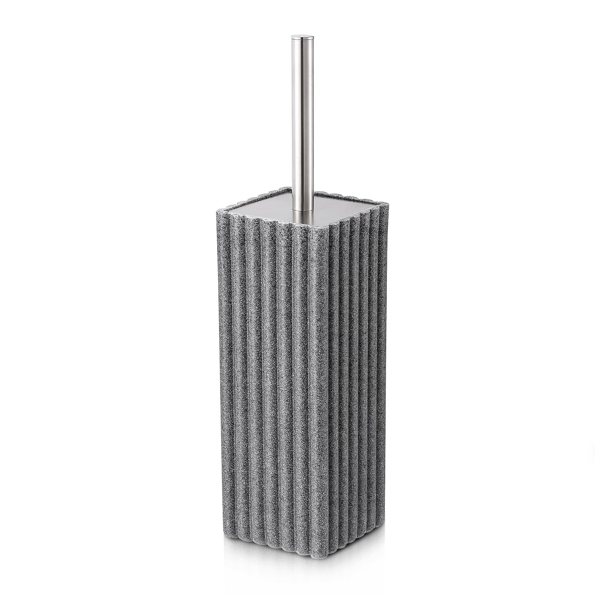 Resin Toilet Brush and Holder Set with Stainless Steel Handle,Grey
