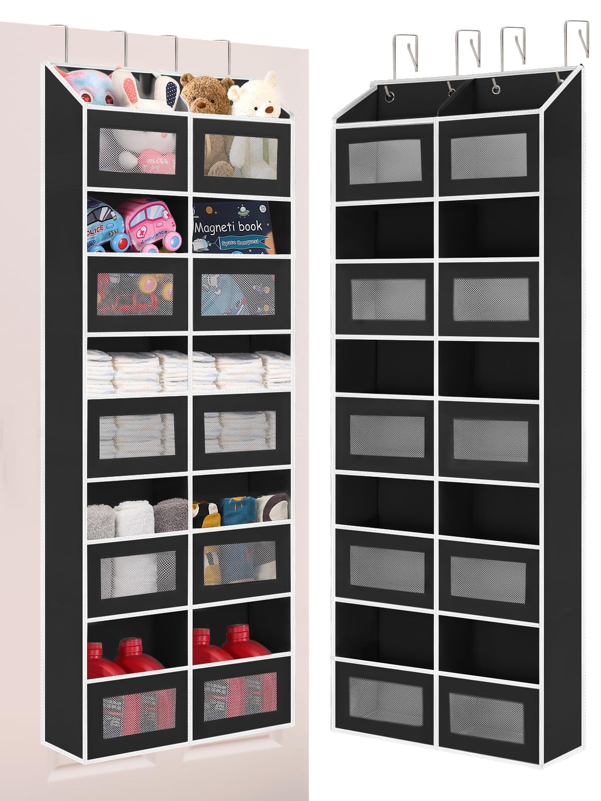 Wakaye Over the Door Organizer Hanging 10 Compartments, 80 lbs Load Behind Door Stuffed Animal Storage, Extra Large Toys Storag
