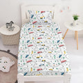Yasida Twin Kids Fitted Sheets Road Traffic Themed Sheet and Pillowcases Set Cute Cartoon Truck Bed Boys Twin Sheet Set 2 Piece 
