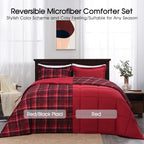 Basic Beyond King Size Comforter Set - Red And Black Buffalo Plaid Comforter Set King Down Alternative Bedding Comforter Set For All Season(1 Comforter With 2 Pillow Shams, 104' X 92')
