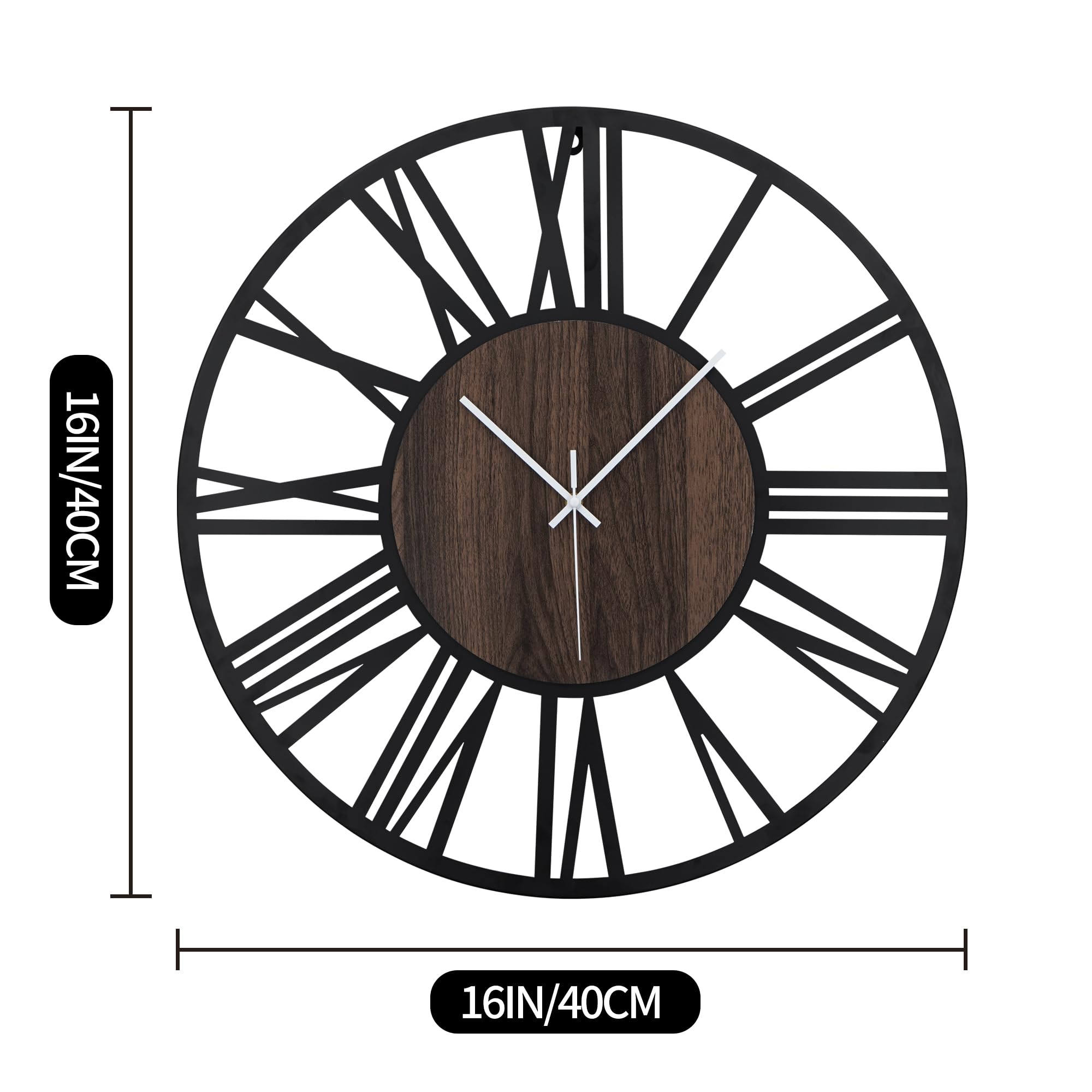 Leike Large Wall Clocks,Silent,Non Ticking,Battery Operated Rustic Round Modern Big Wood Wall Clock For Living Room, Bedroom,Kit