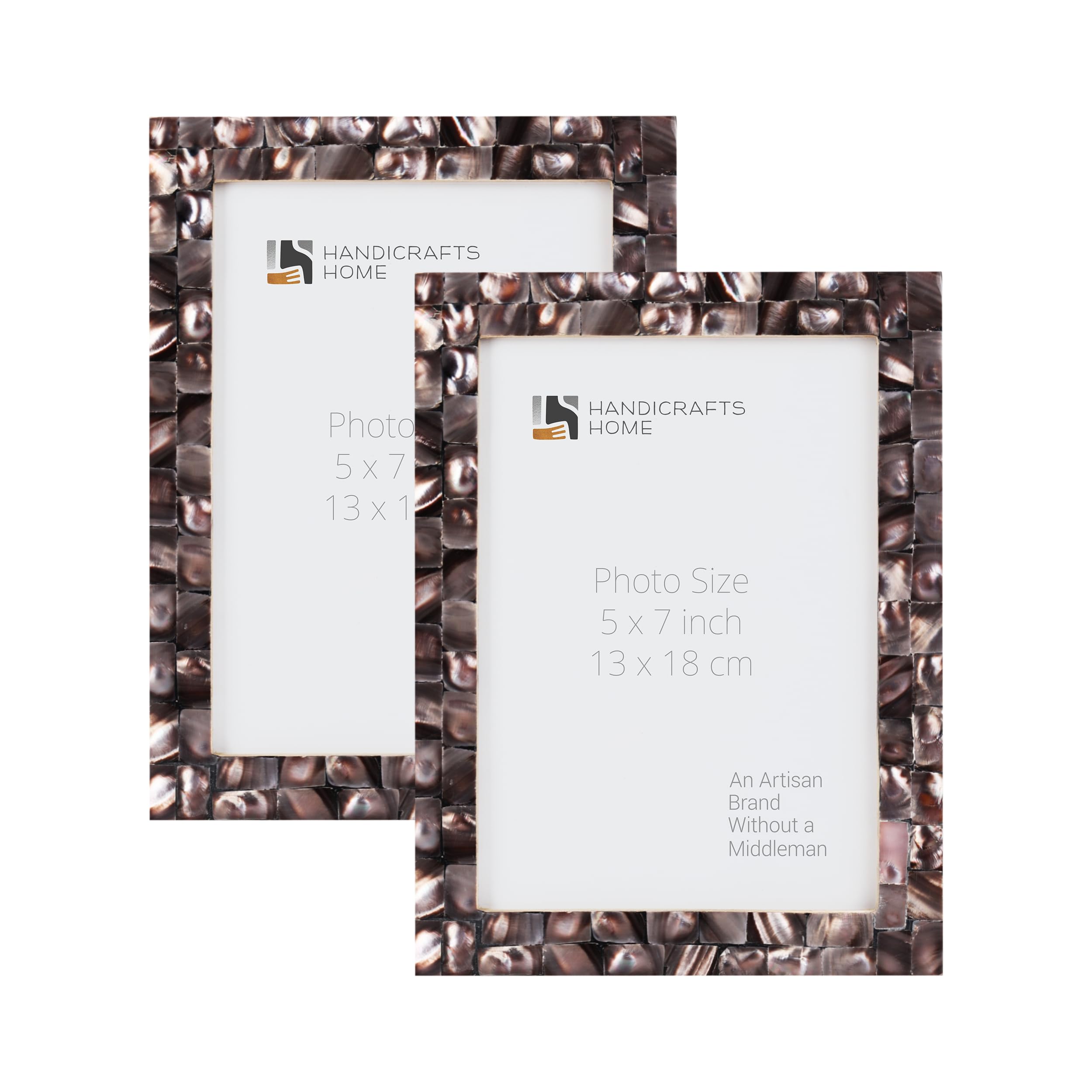 Handicrafts Home 5x7 Picture Frames Pack of 2 - Mother of Pearl Collection Handcrafted Photo Frames, Perfect for Wall & Tabletop