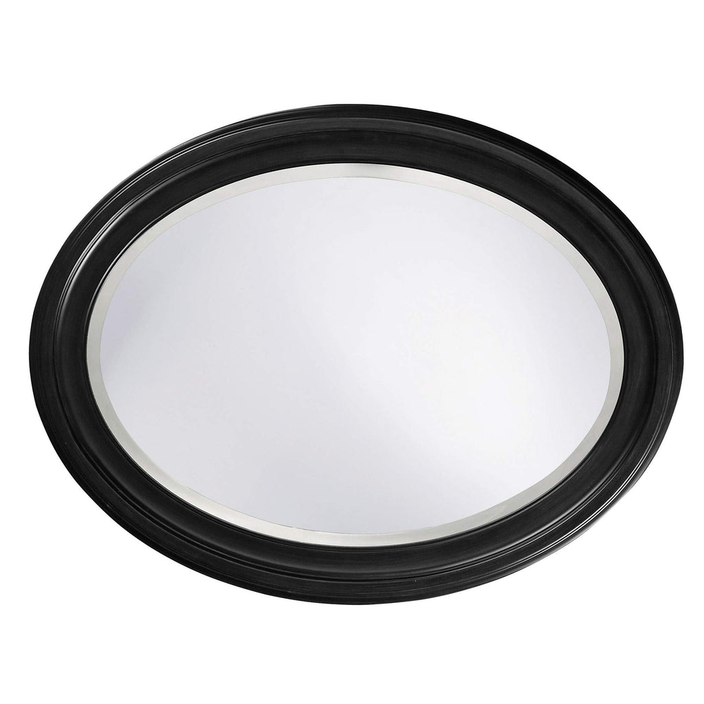 HomeRoots Oval Shaped Matte Black Finish Wood Frame Mirror