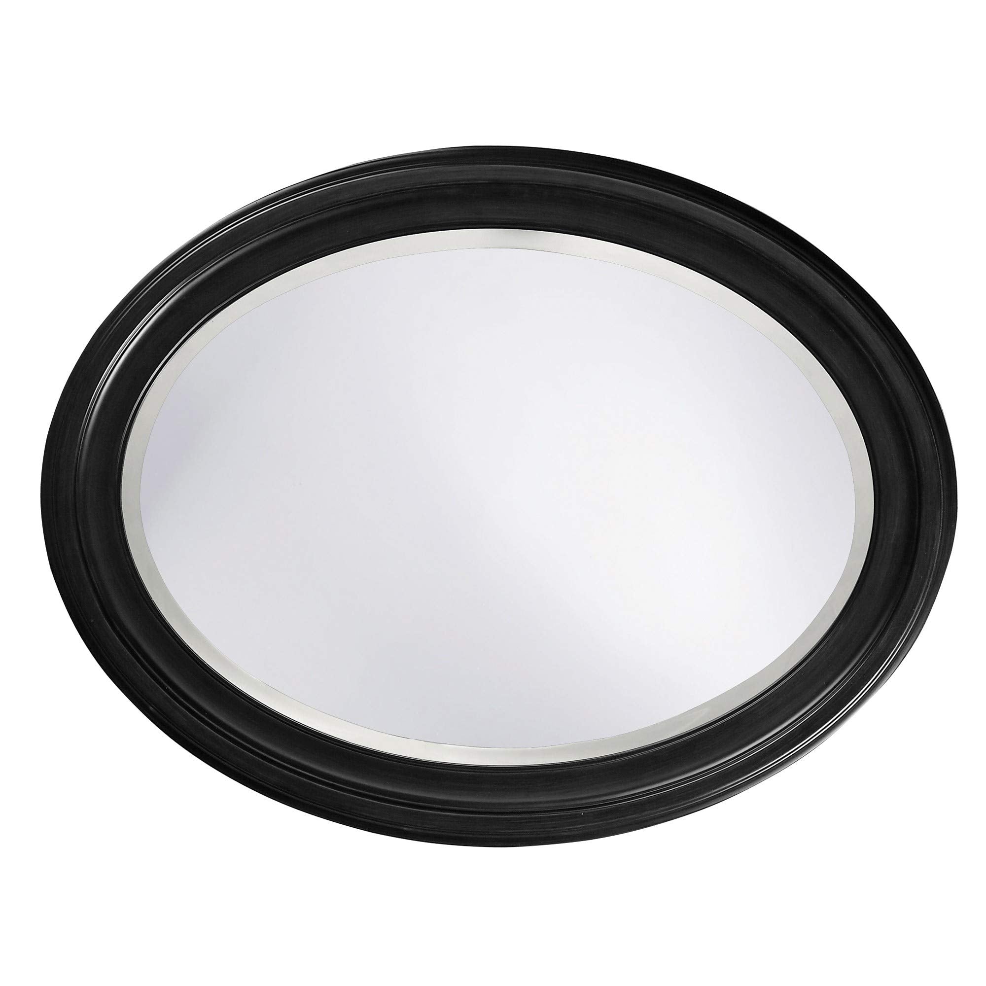 HomeRoots Oval Shaped Matte Black Finish Wood Frame Mirror