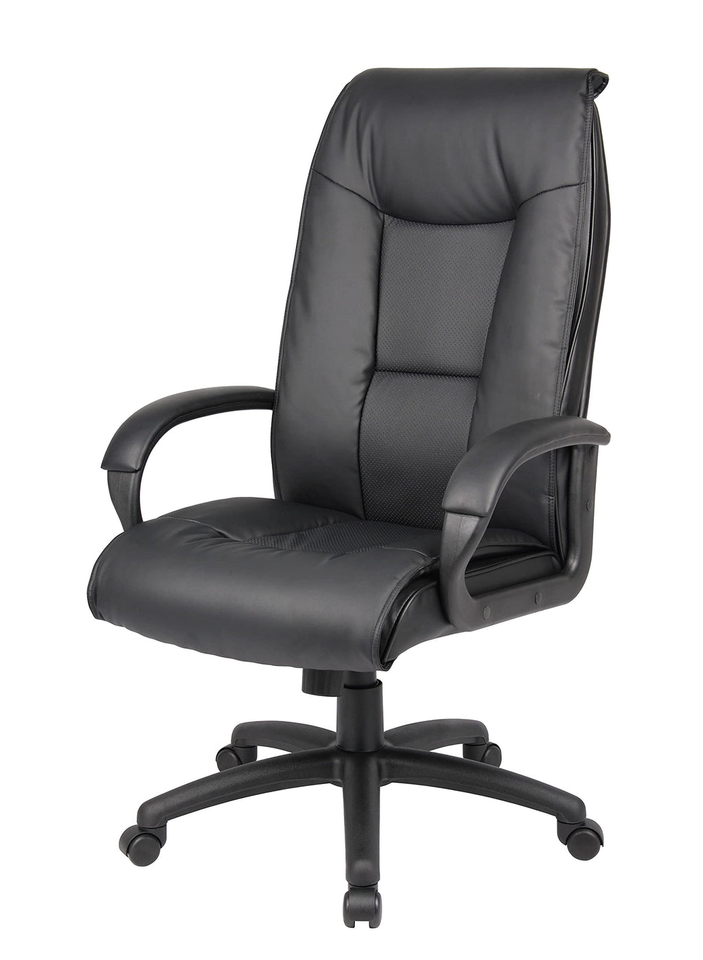 Boss Office Products Executive Leatherplus Chair With Padded Arms In Black