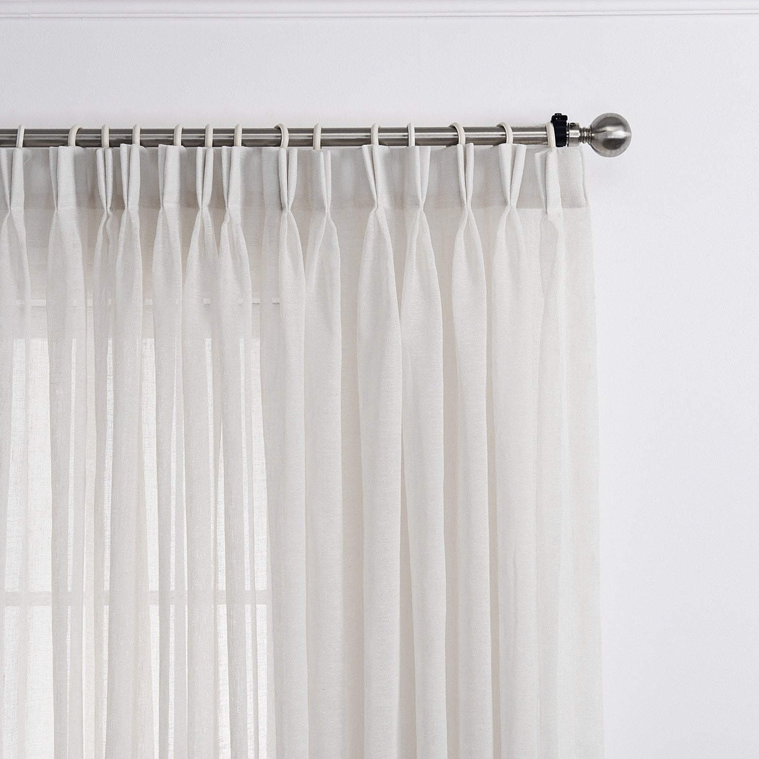 Lantime White Semi Sheer Curtains, Faux Linen Pinch Pleated Window Sheer Curtains Panels Drapery For Home, Hotel, Office, 52' W