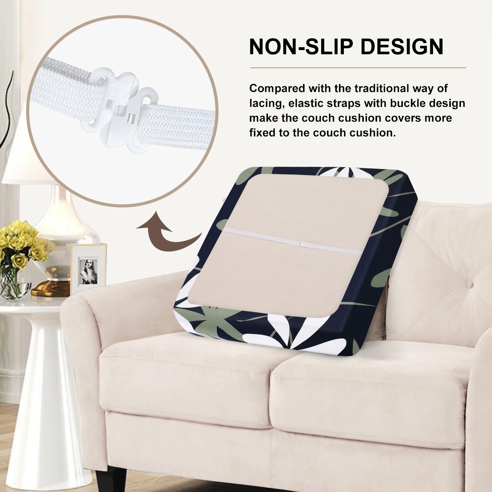 Searchi 3Pc Printed Sofa Couch Cushion Covers Replacement Chair Cushion Slipcovers Stretch Sofa Seat Cover Furniture Protector S