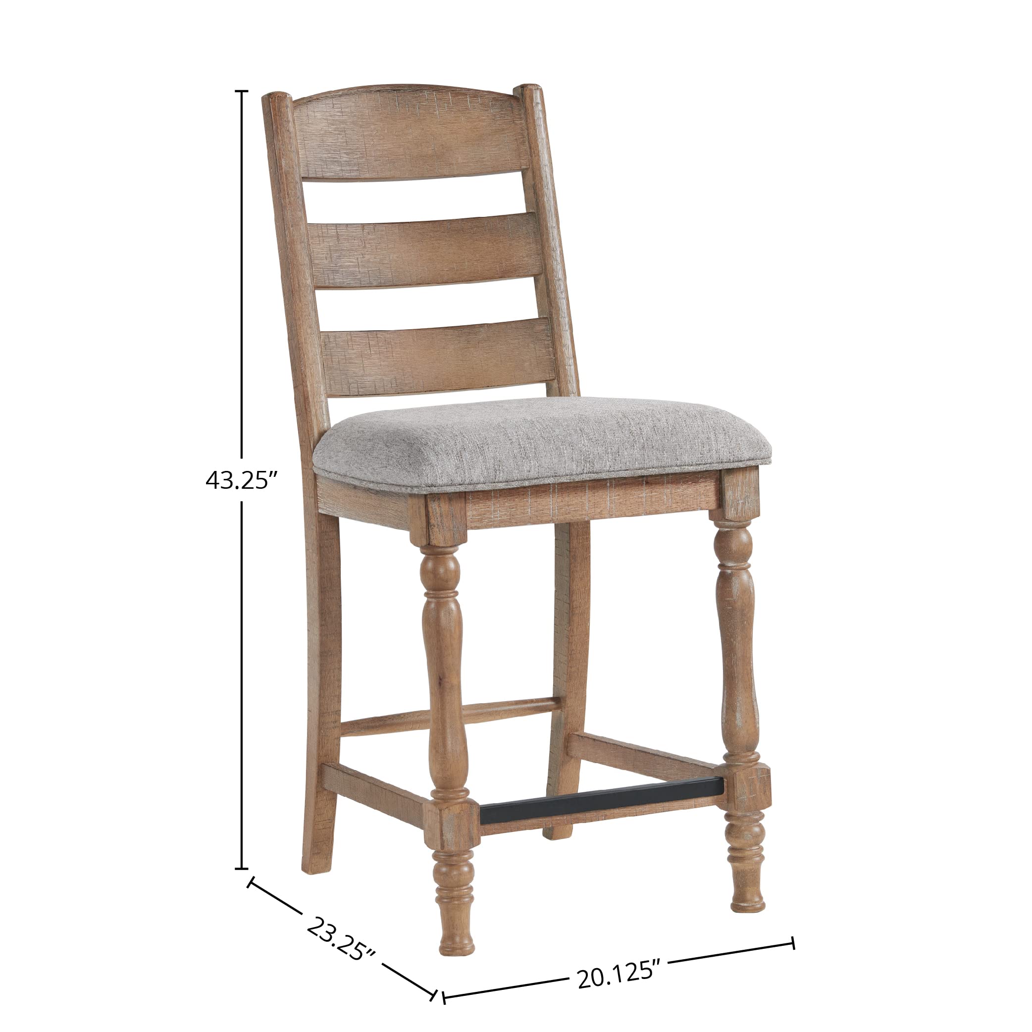 Intercon Highland Ladder Back Bar Stool with Cushion Seat, Set of 2, Sandwash