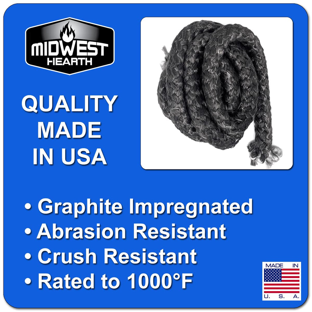 Midwest Hearth Wood Stove Replacement Gasket Kit For Woodburning Stoves - Graphite Impregnated Fiberglass Gaskets And Adhesive (