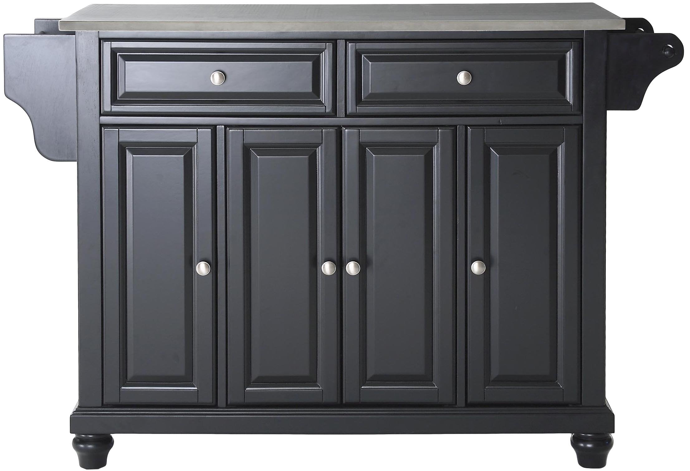 Crosley Furniture KF30002DBK Cambridge Kitchen Island with Stainless Steel Top, 52, Black