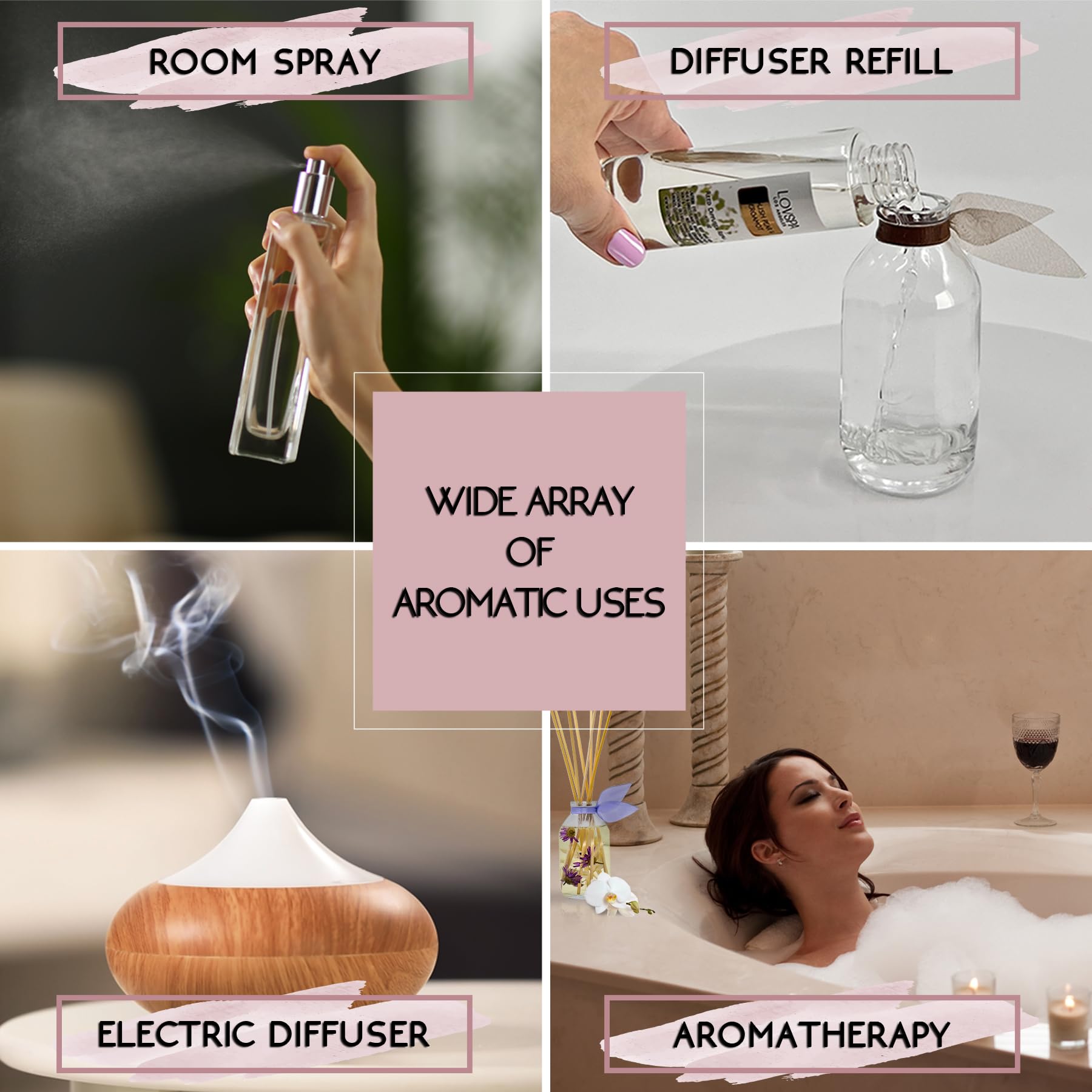 LOVSPA Reed Diffuser Oil Refill - Citrus Marine Fragrance, Ocean Scented, 4 oz with Replacement Reed Sticks, Made in the USA