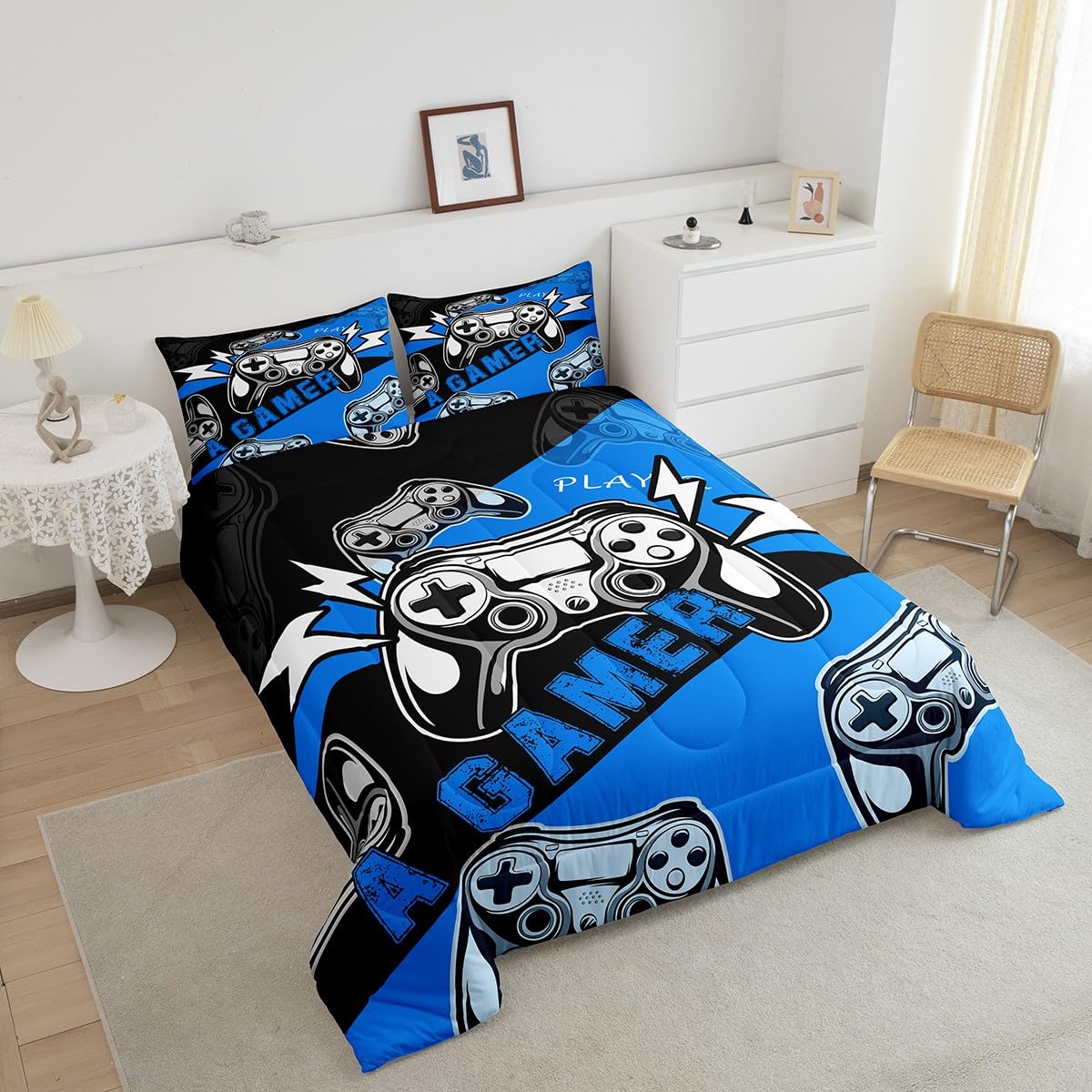 Erosebridal Gaming Bedding Sets For Boys Gamer Comforter Set Queen Size,Video Gaming Bedding Set Game Console Kids Comforter Set